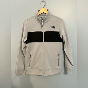 North Face Jacket Boys Large 14/16 Gray Black Fleece Full Zip Outdoors Youth